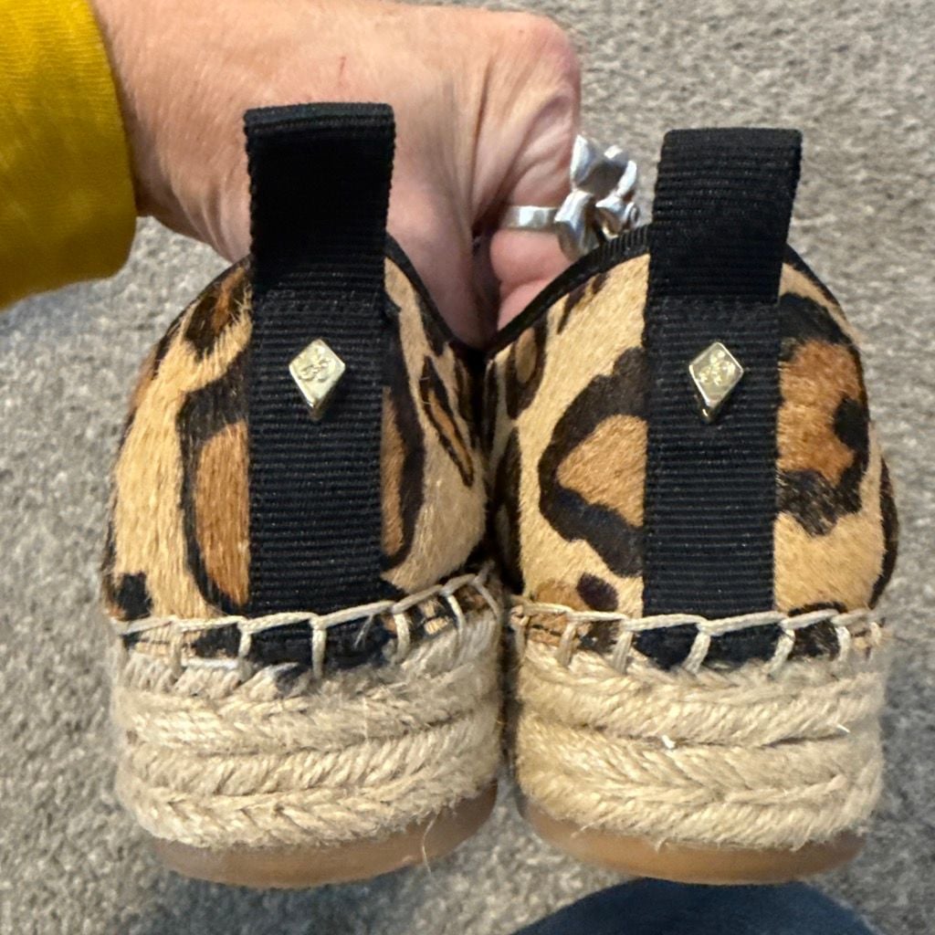 Sam Edelman Leopard Calf Hair Espadrille Slip On Shoes 6.5 6