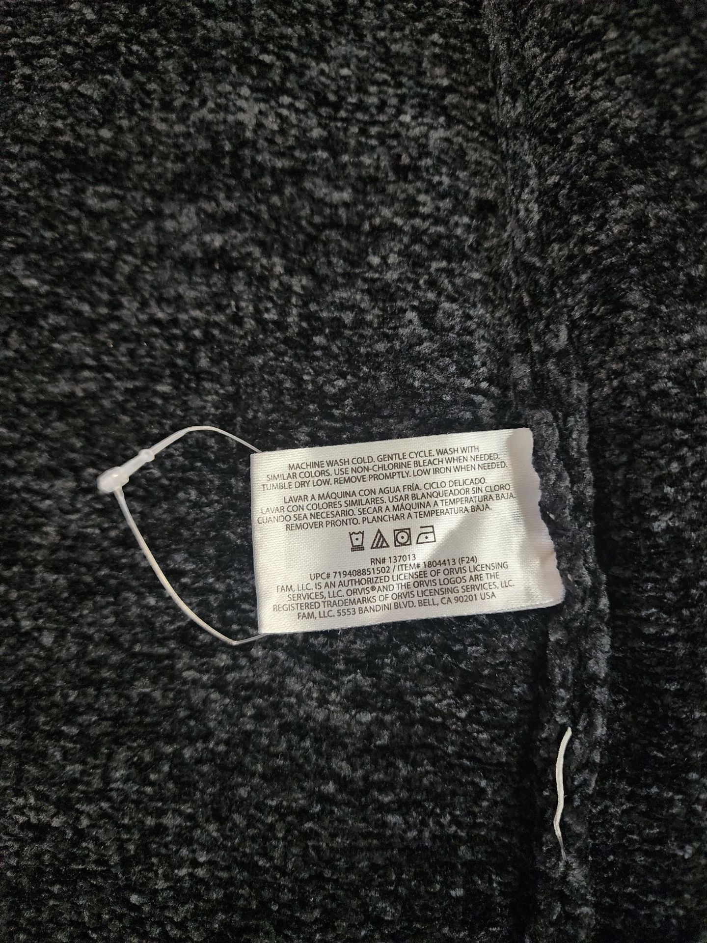 Orvis Chenille Cardigan Sweater Size L Black Gray Open Front 6