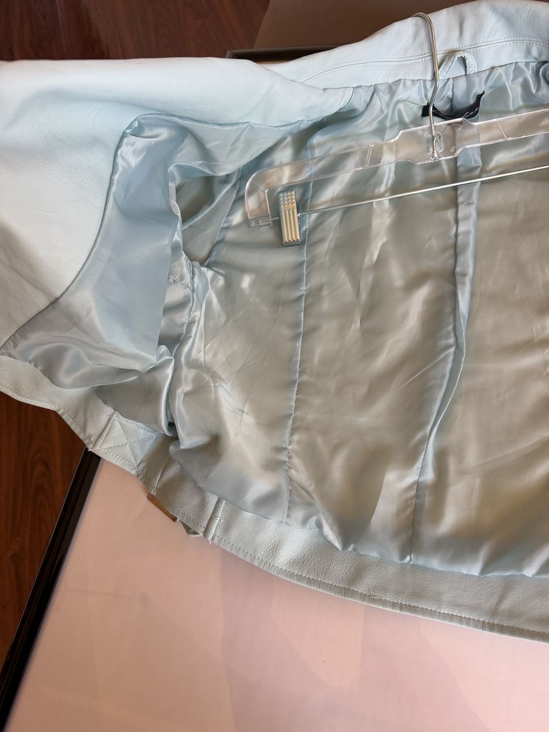Love Tree Faux Leather Moto Jacket Size M Light Blue Biker 9