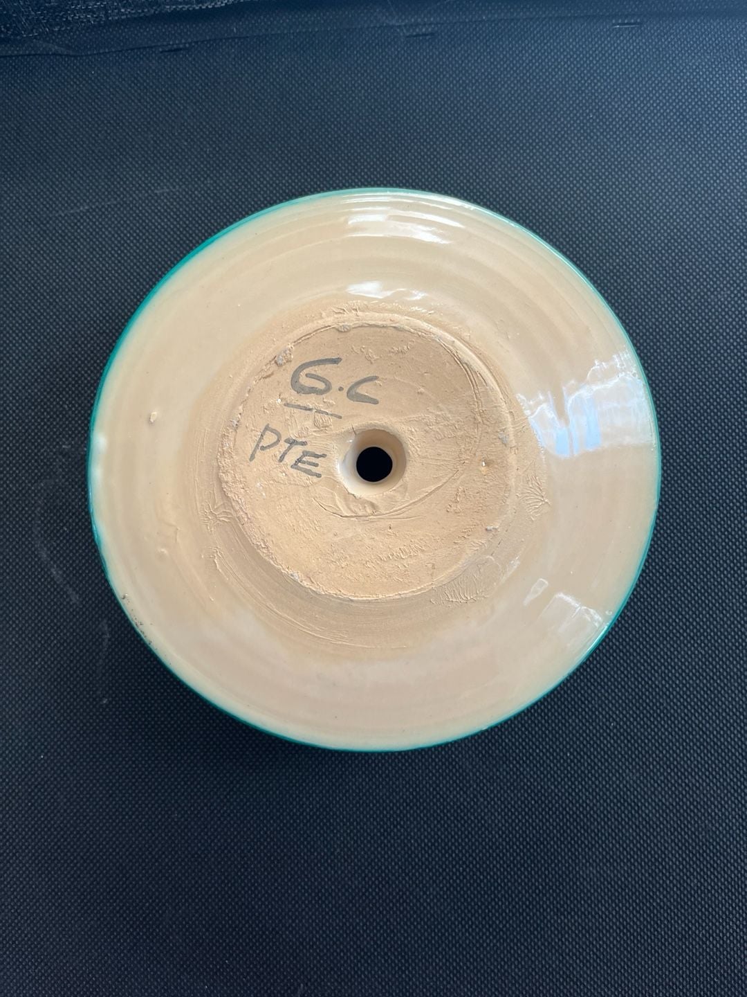 Handmade Ceramic Candlestick Holder Handled Teal Red Yellow 6 Inch 3