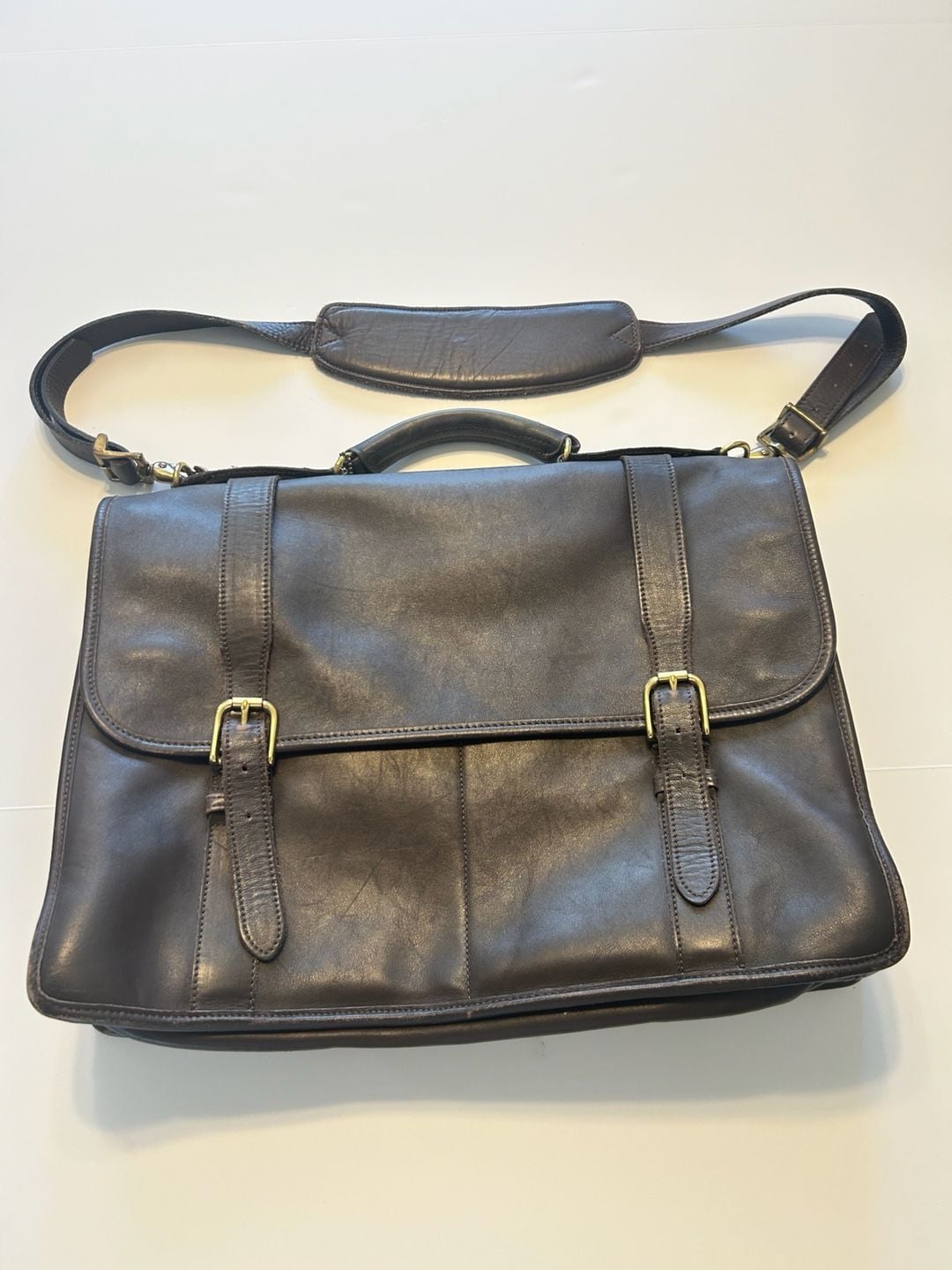 Jack Georges Leather Briefcase Messenger Bag Brown Made in USA Vintage Style 2