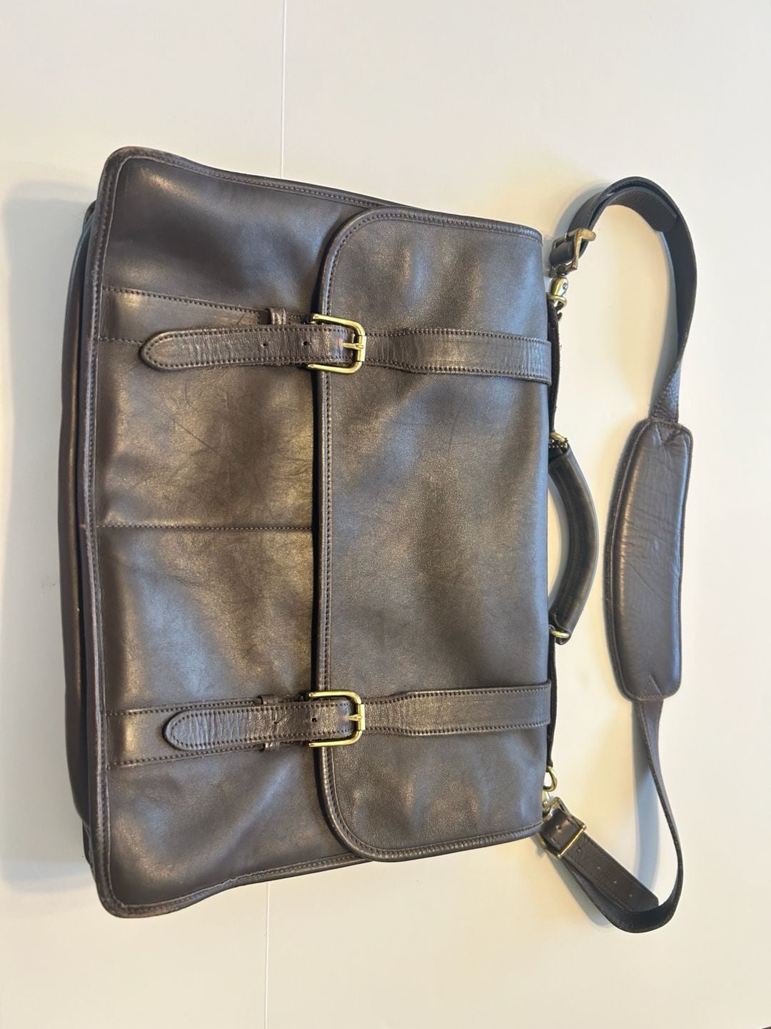 Jack Georges Leather Briefcase Messenger Bag Brown Made in USA Vintage Style 11