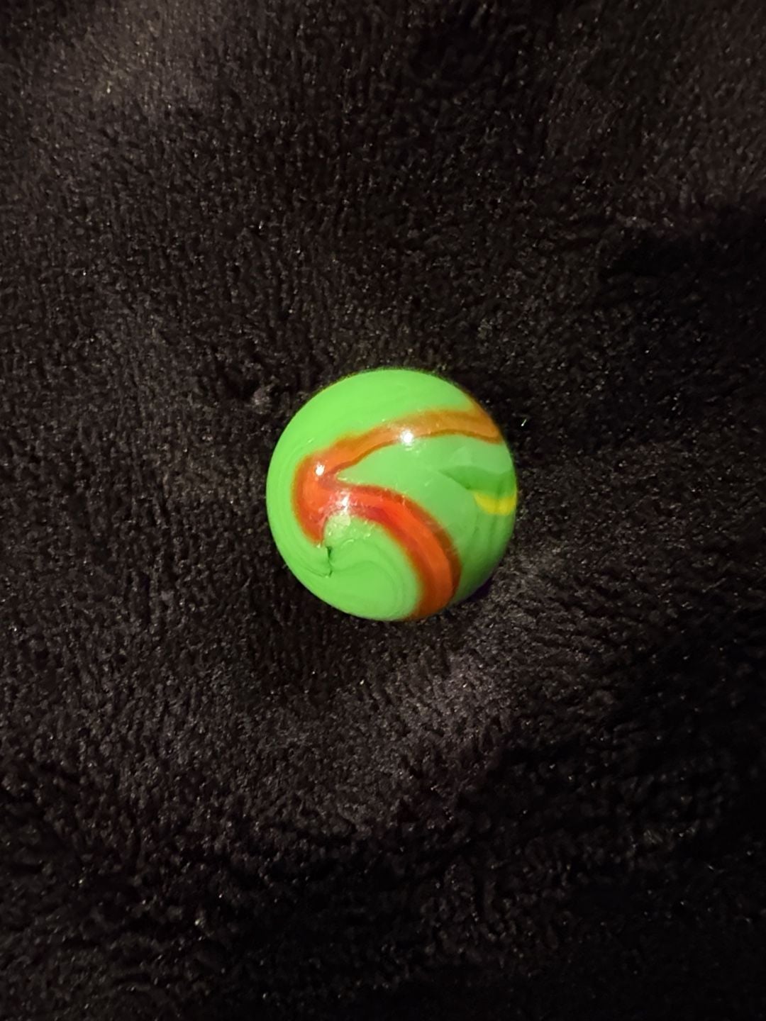 Vintage Swirl Glass Marble Green Yellow Orange 2