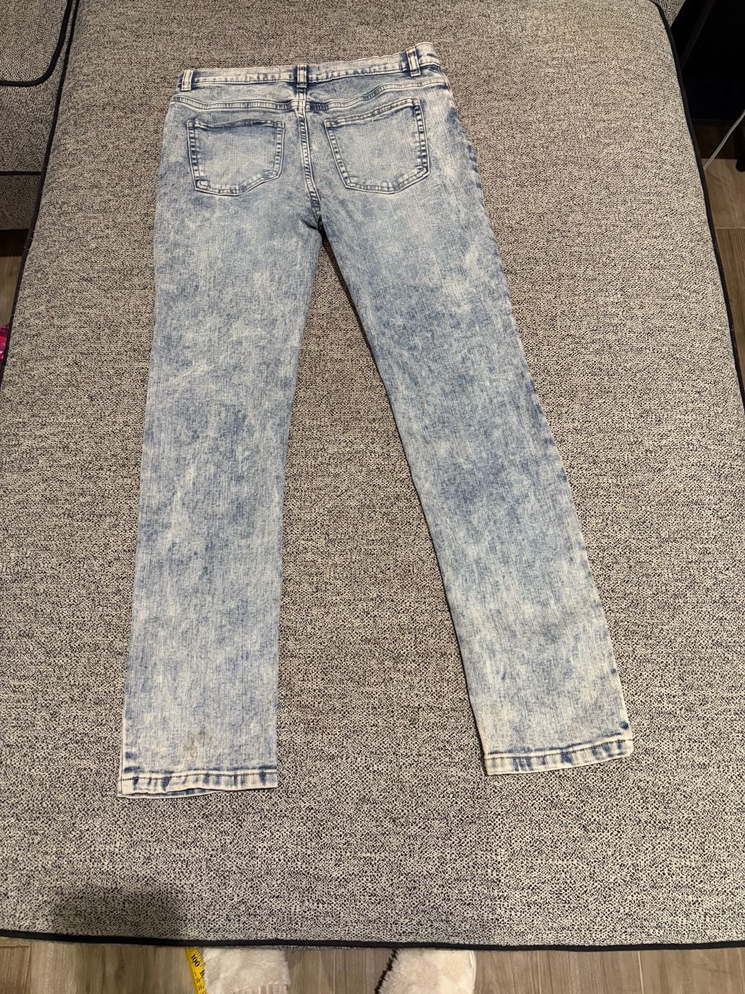 110-Vintage Express Acid Wash Distressed Straight Leg Jeans Size 14 3