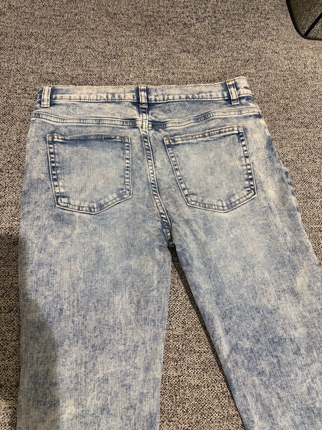 110-Vintage Express Acid Wash Distressed Straight Leg Jeans Size 14 8