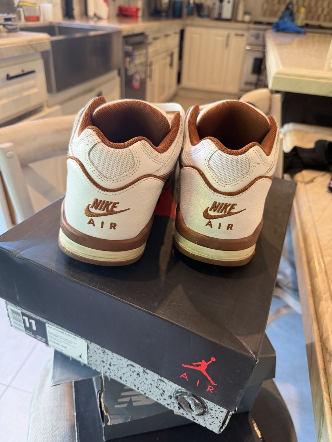 Nike Air Stussy Flight Mid Size 11 White Brown Snakeskin 9