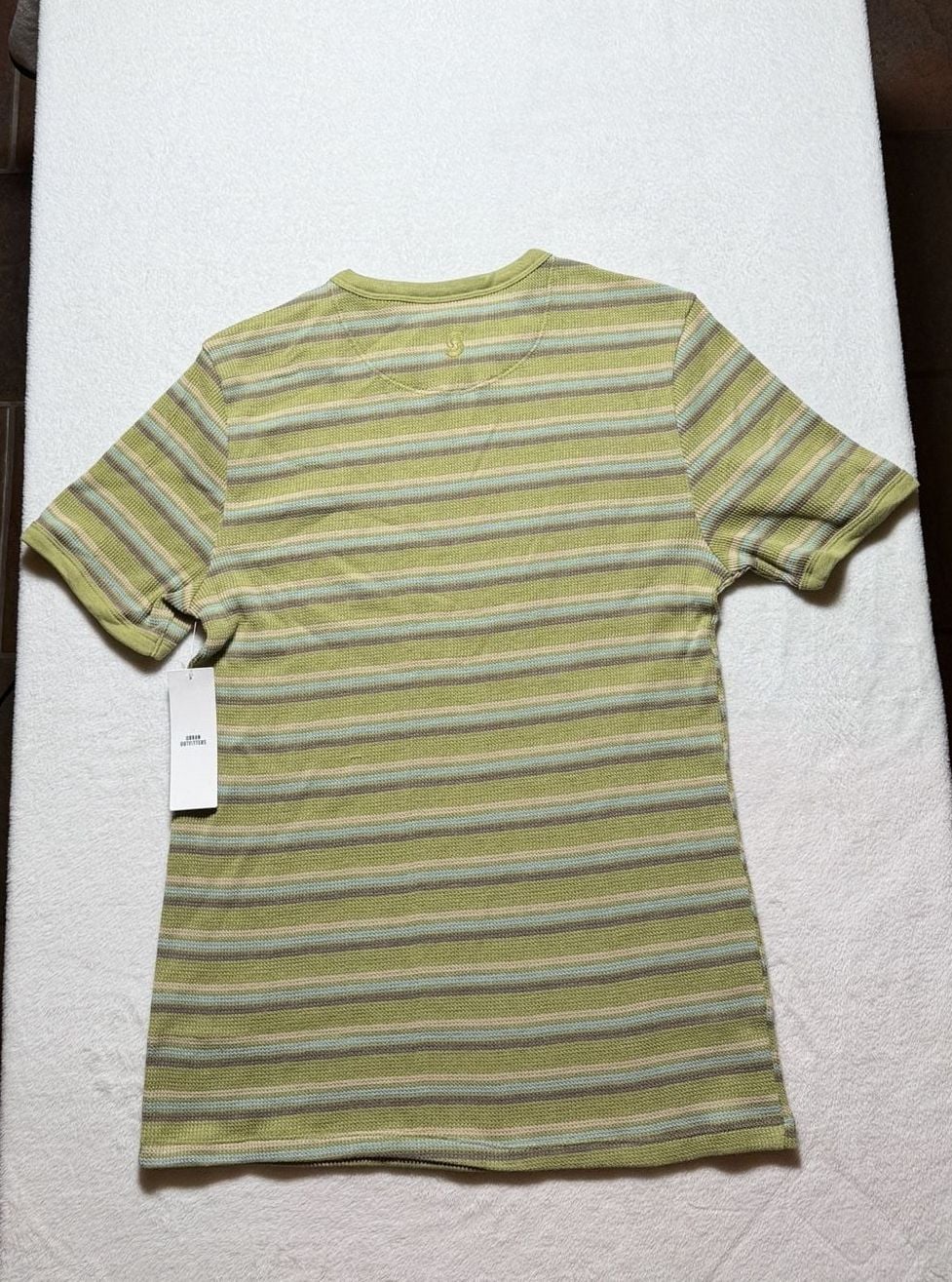 Standard Cloth Striped Waffle Knit T-Shirt Size L Green 5