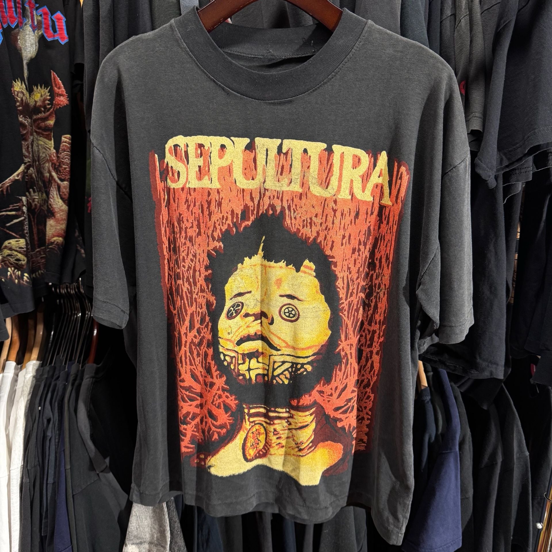 Vintage Sepultura Roots Bloody Roots Band T-Shirt European Bootleg Black Large 2