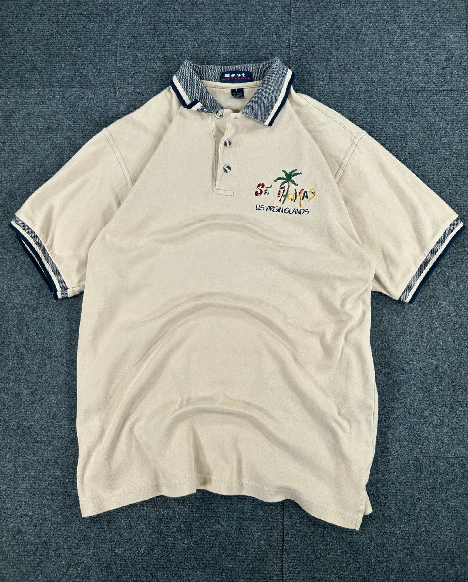 Best Activewear St. Thomas US Virgin Islands Polo Size L Tan Cotton 2