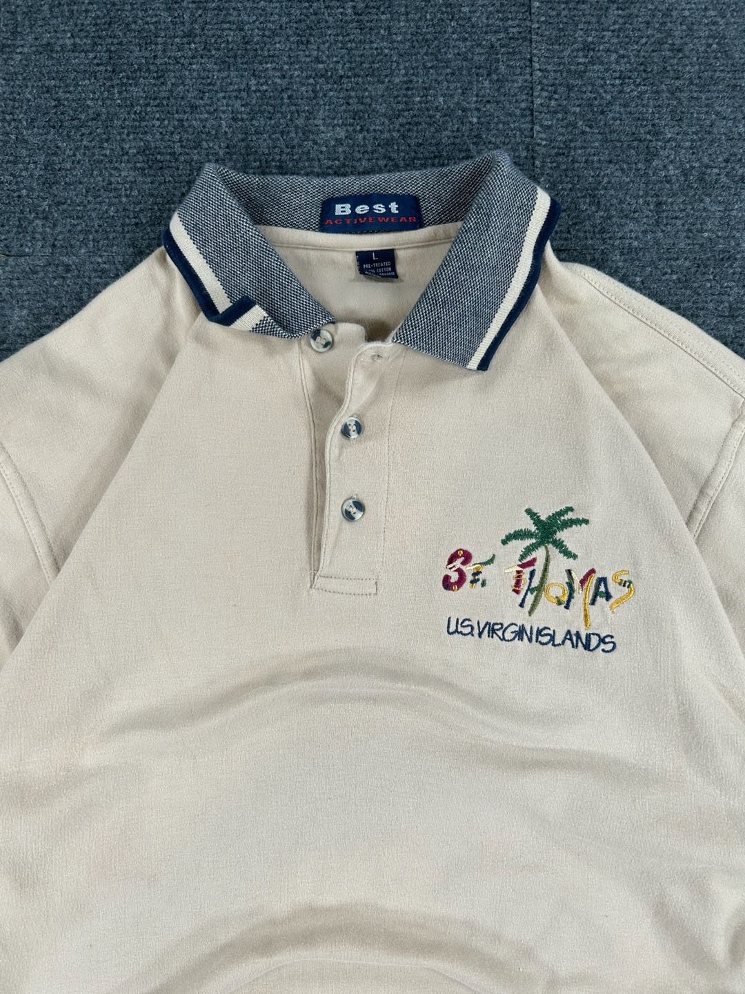 Best Activewear St. Thomas US Virgin Islands Polo Size L Tan Cotton 3