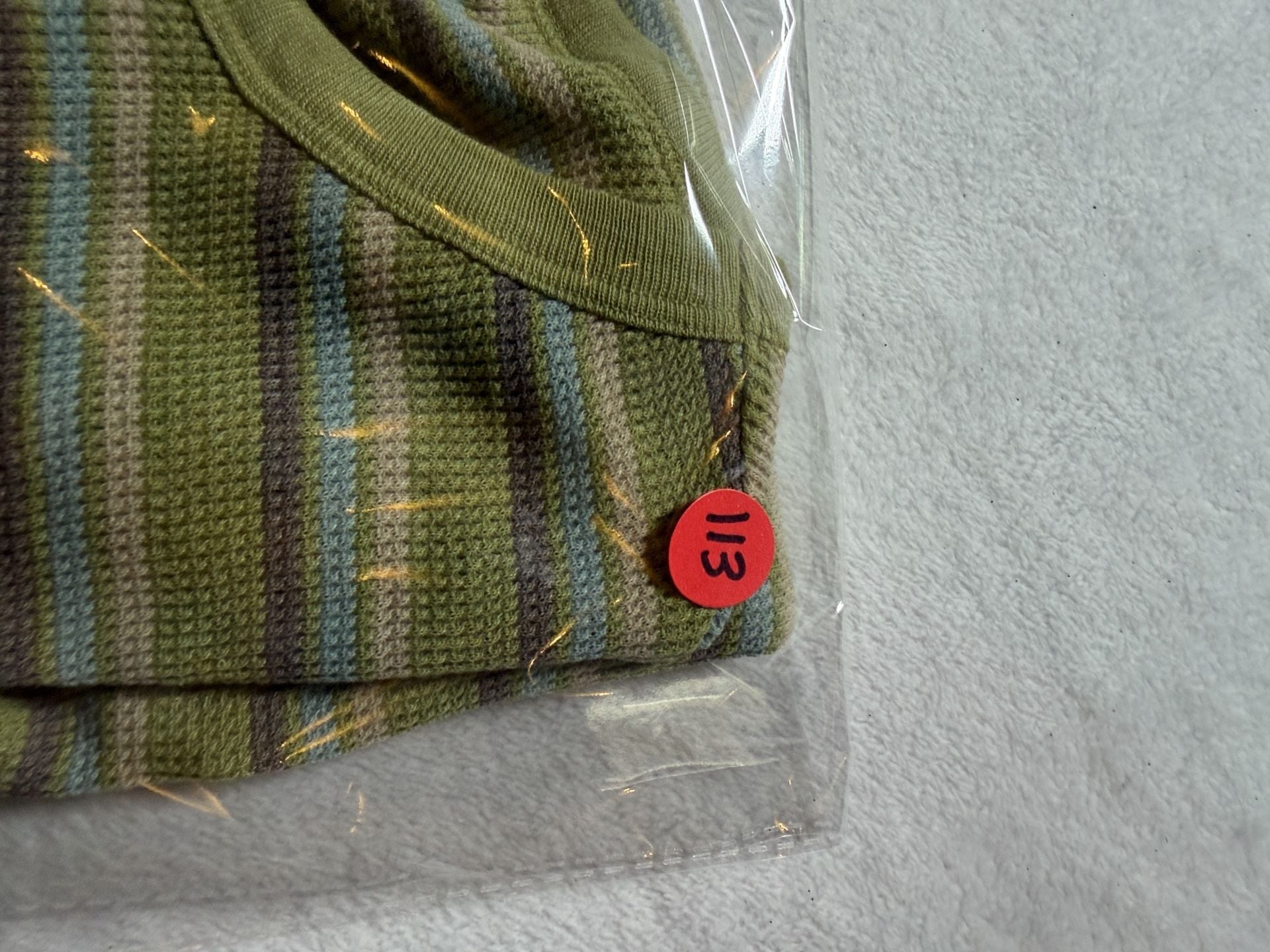 Standard Cloth Striped Waffle Knit T-Shirt Size L Green 6