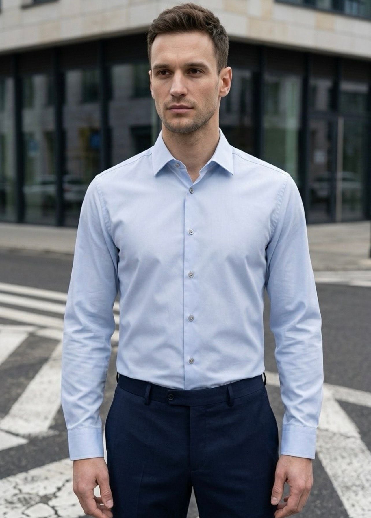 Calvin Klein Dress Shirt Light Blue Non-Iron Regular Fit 17 34/35 3