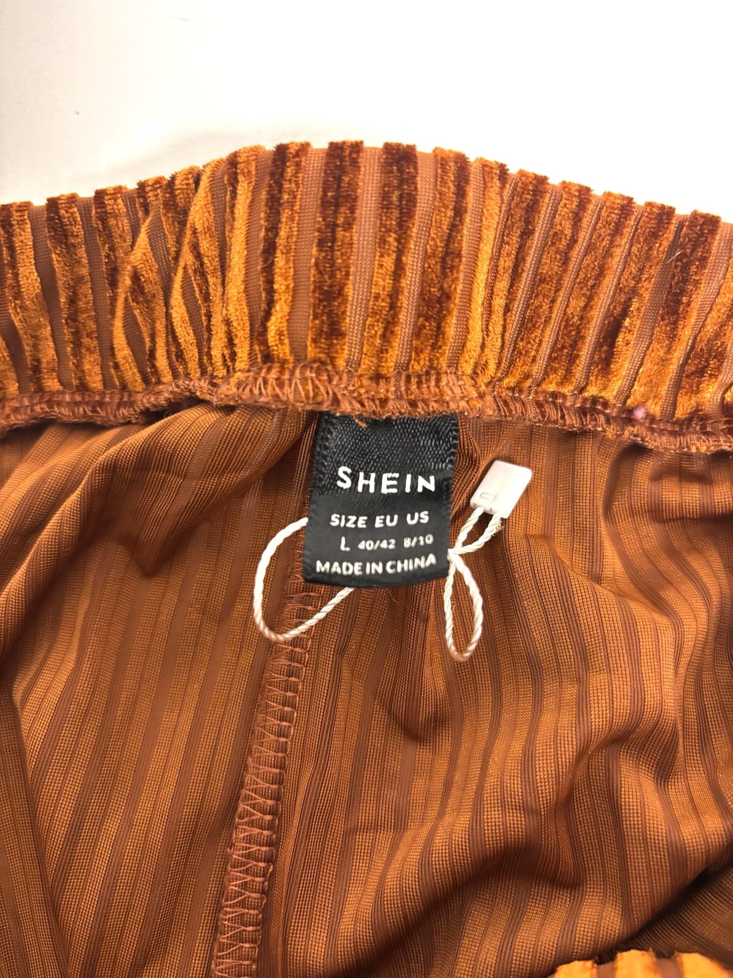 SHEIN Velvet Flared Pants Size L Brown Striped 3