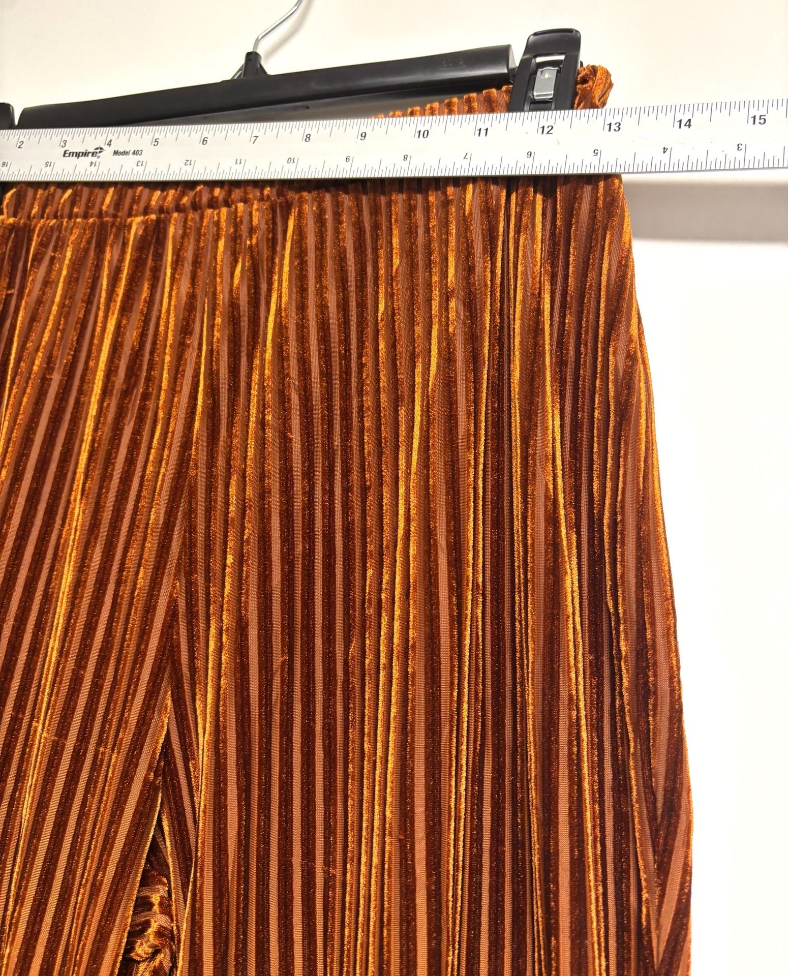 SHEIN Velvet Flared Pants Size L Brown Striped 5