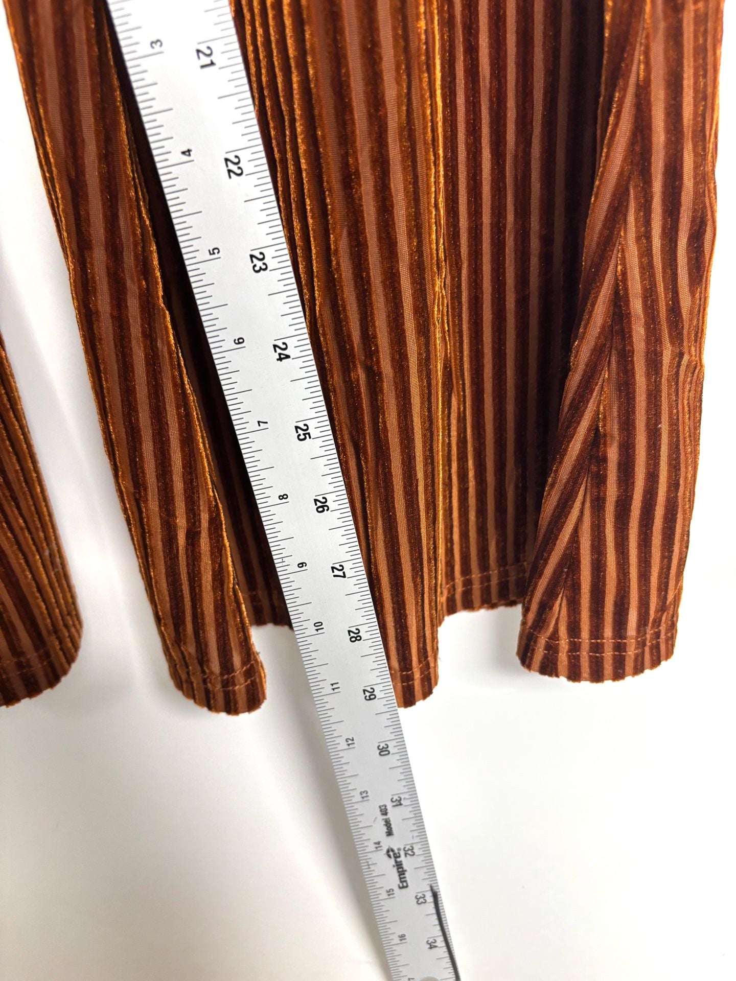 SHEIN Velvet Flared Pants Size L Brown Striped 7