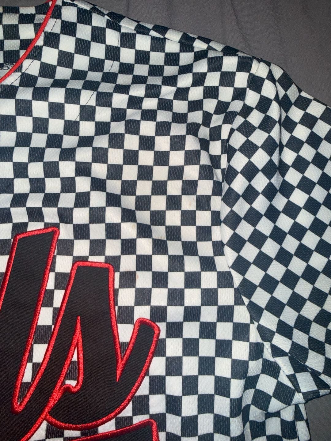 Chicago Bulls Checkered Jersey Black Red Number 66 3