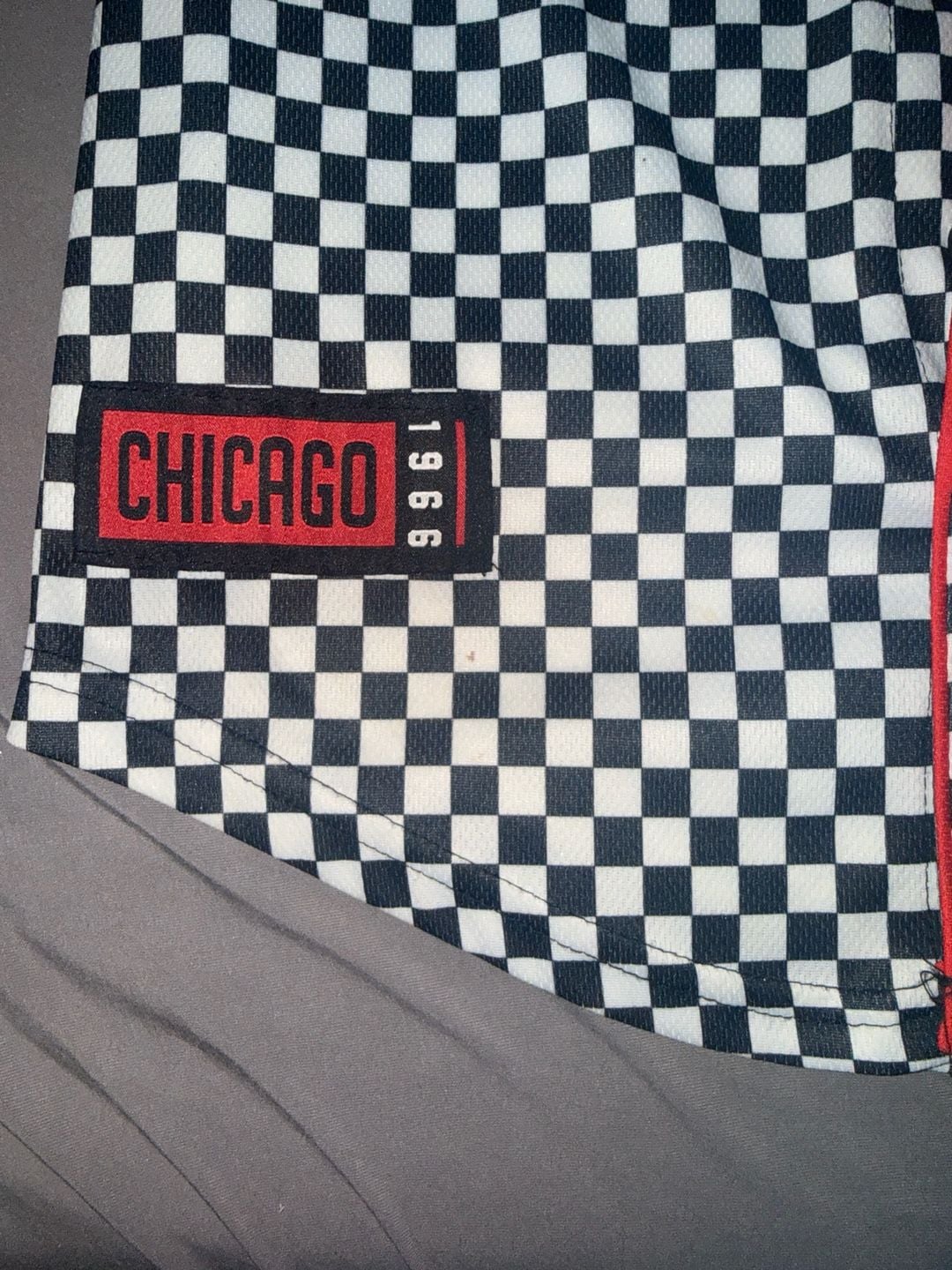 Chicago Bulls Checkered Jersey Black Red Number 66 4