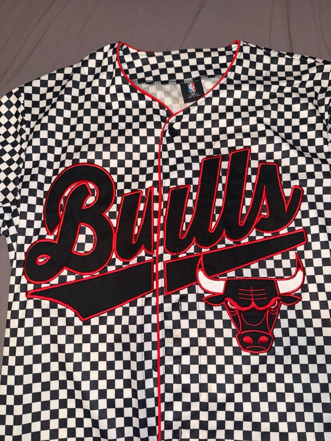 Chicago Bulls Checkered Jersey Black Red Number 66 5