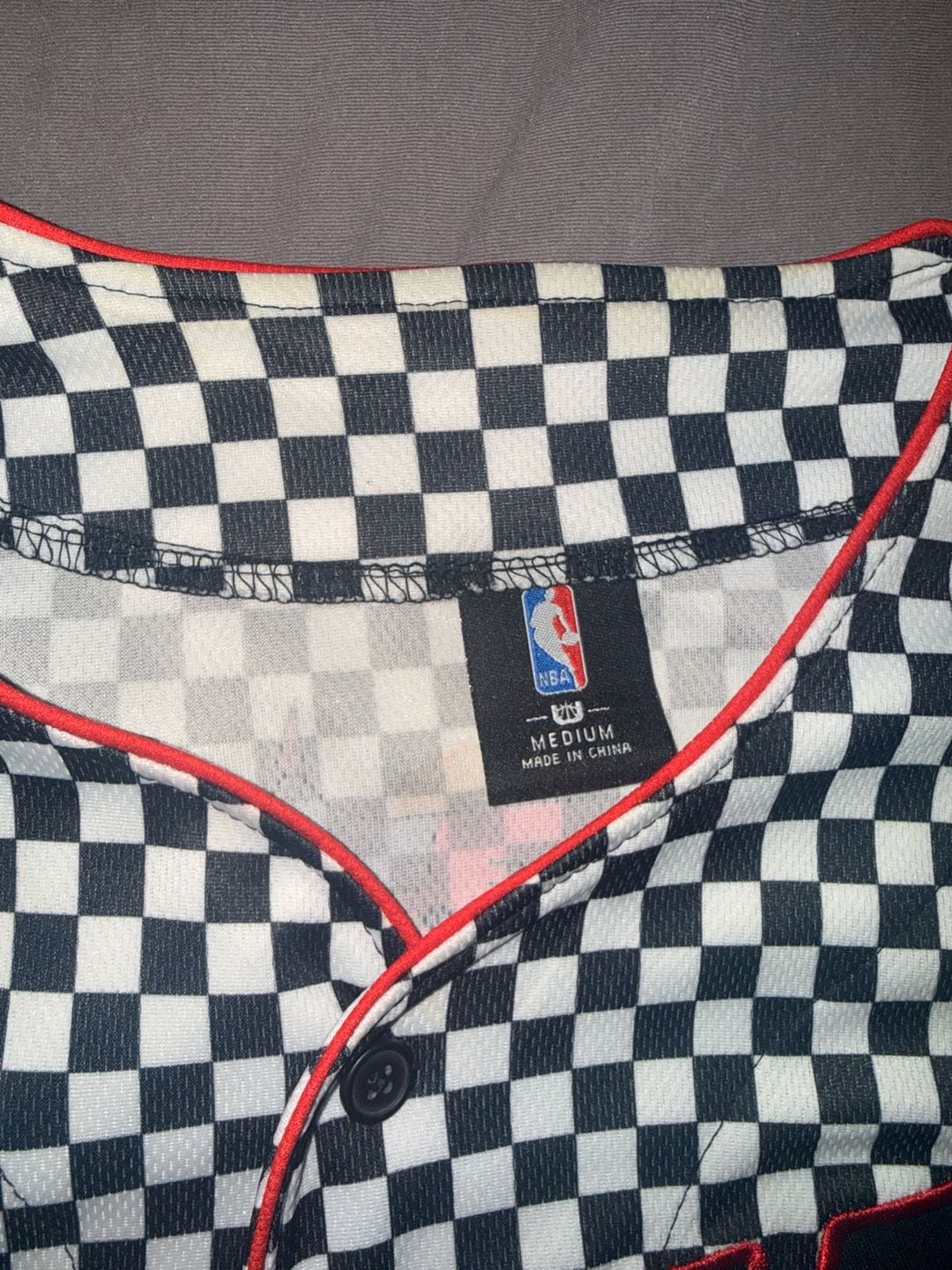 Chicago Bulls Checkered Jersey Black Red Number 66 6