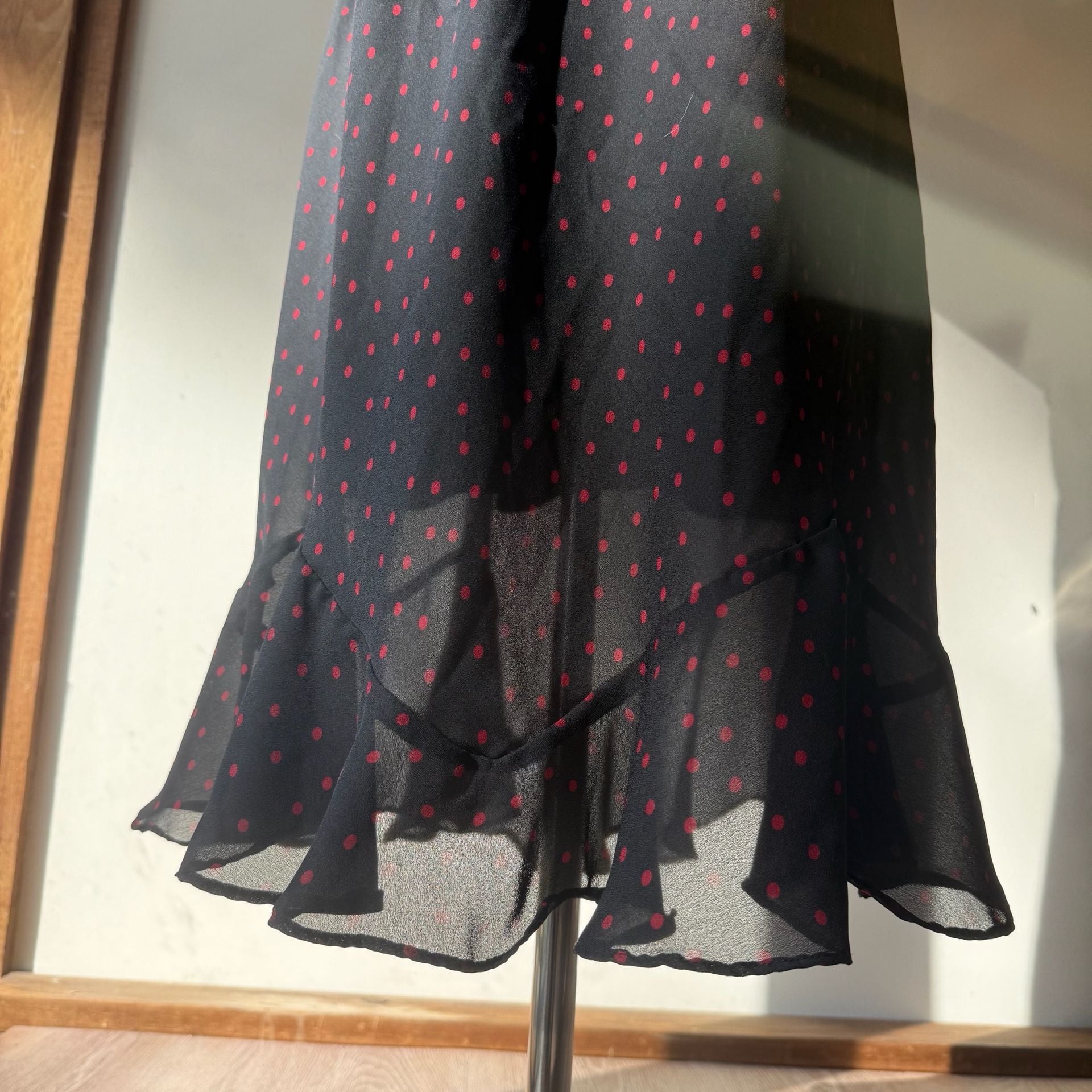 Red Polka Dot Chiffon Plus Size Black Dress 2