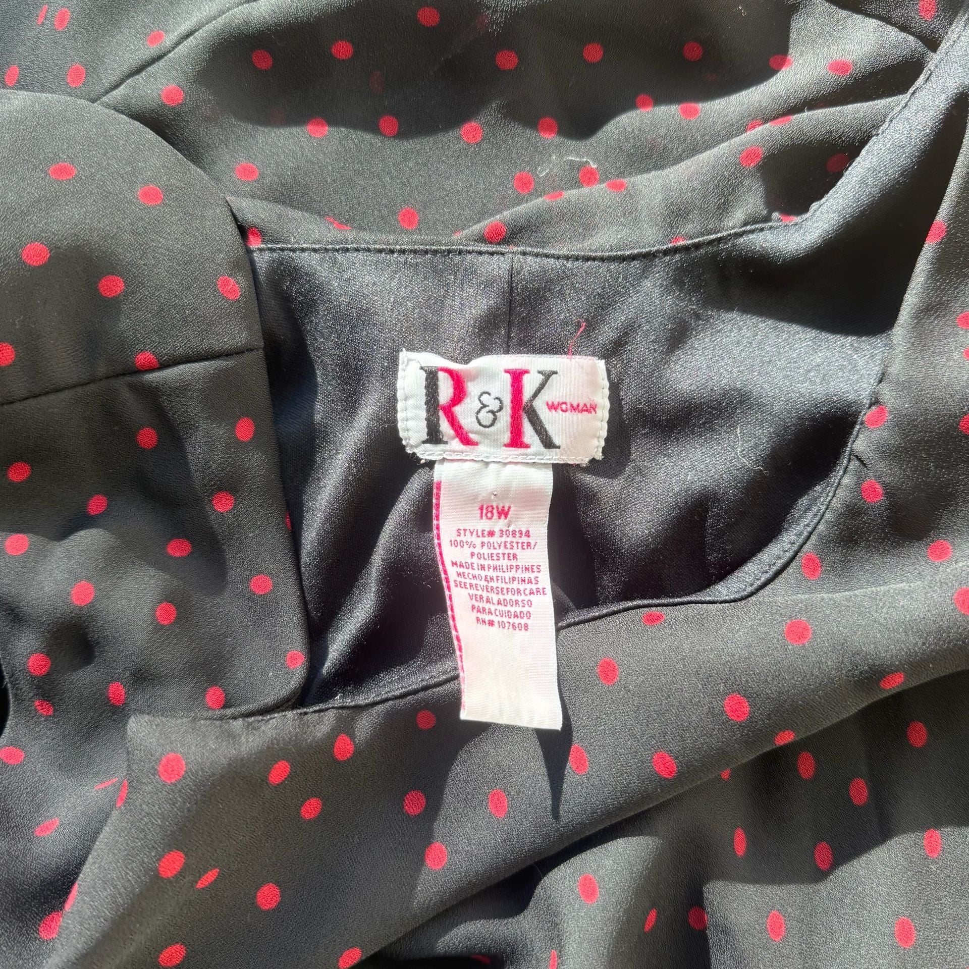 Red Polka Dot Chiffon Plus Size Black Dress 3