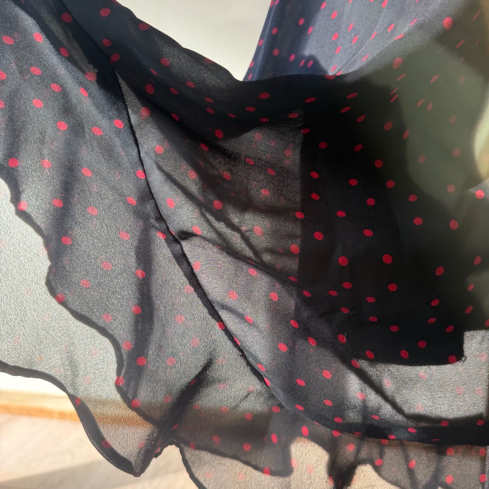 Red Polka Dot Chiffon Plus Size Black Dress 5