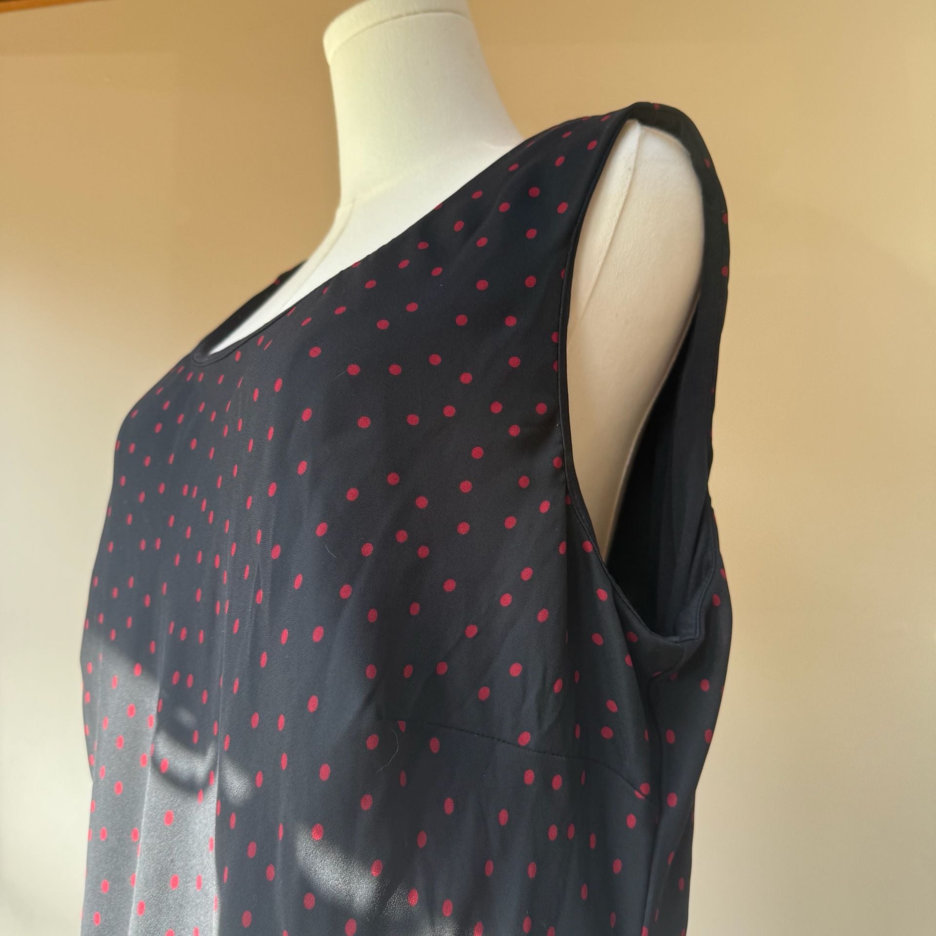 Red Polka Dot Chiffon Plus Size Black Dress 6