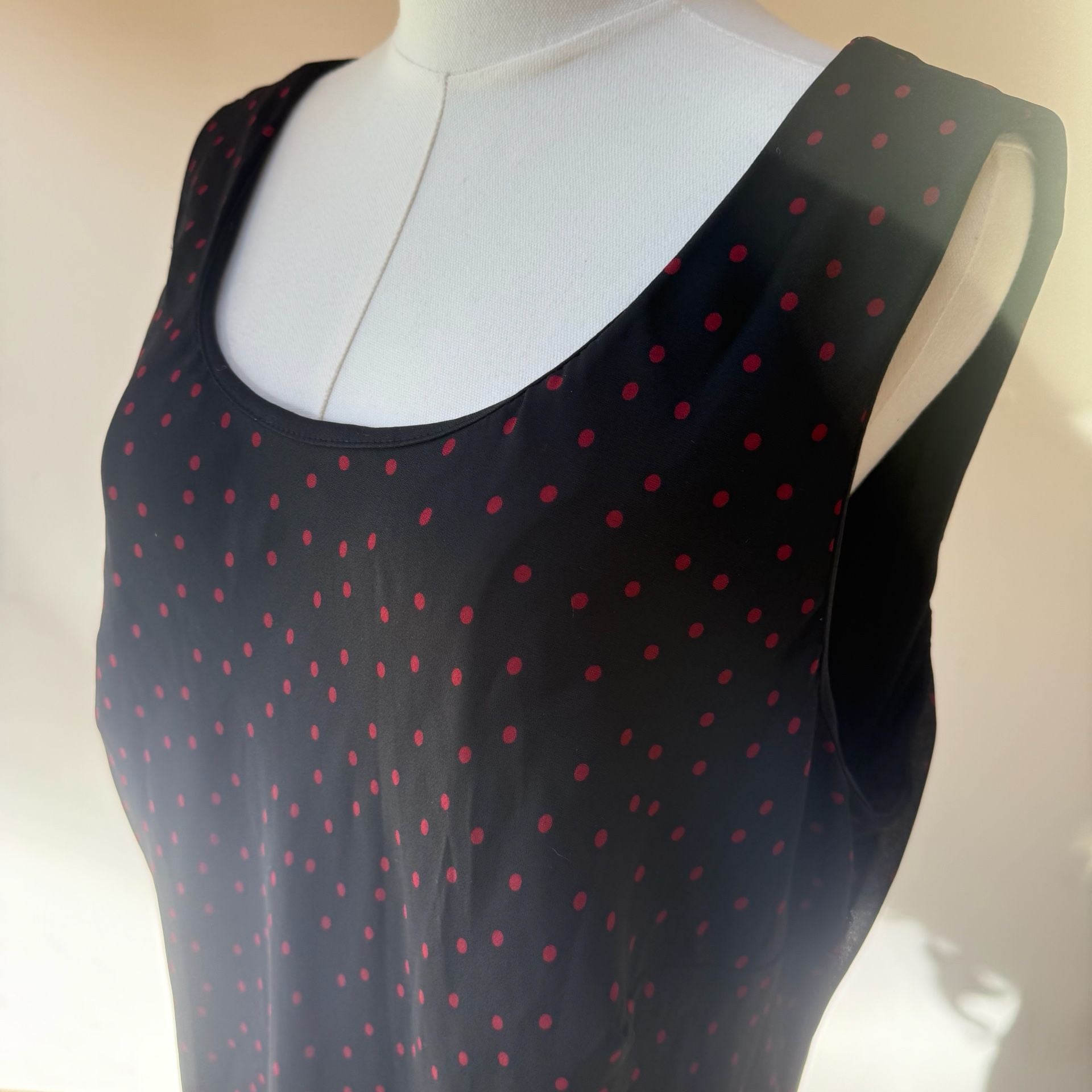 Red Polka Dot Chiffon Plus Size Black Dress 10