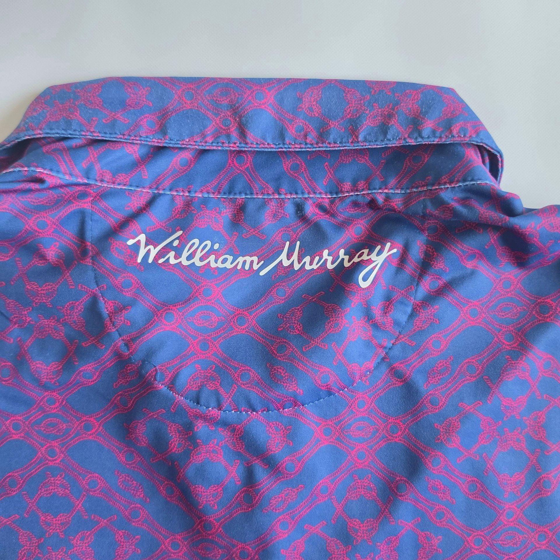 William Murray Golf Polo Shirt Size Small Blue Pink Patterned 8