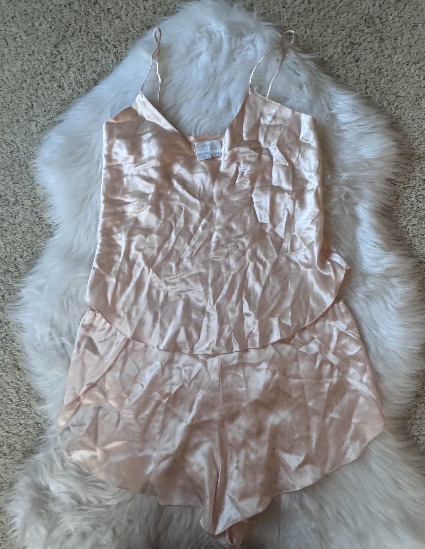VINTAGE Sami New York 100% Silk Camisole Shorts Pajama Set Size S Pink 2