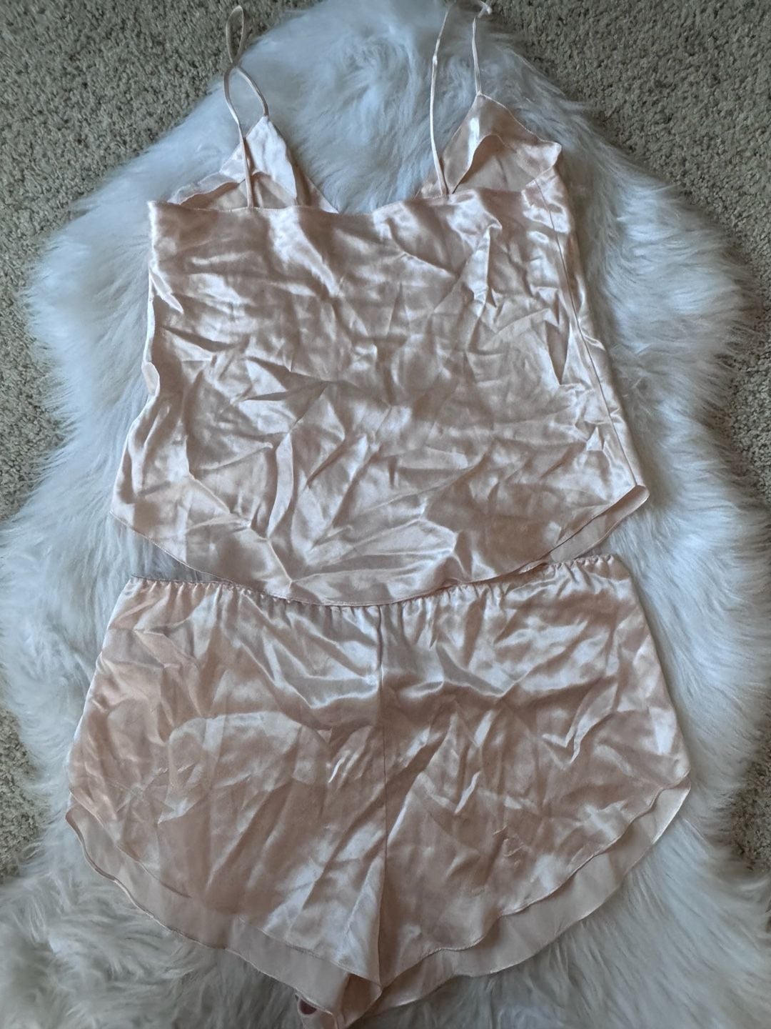 VINTAGE Sami New York 100% Silk Camisole Shorts Pajama Set Size S Pink 3