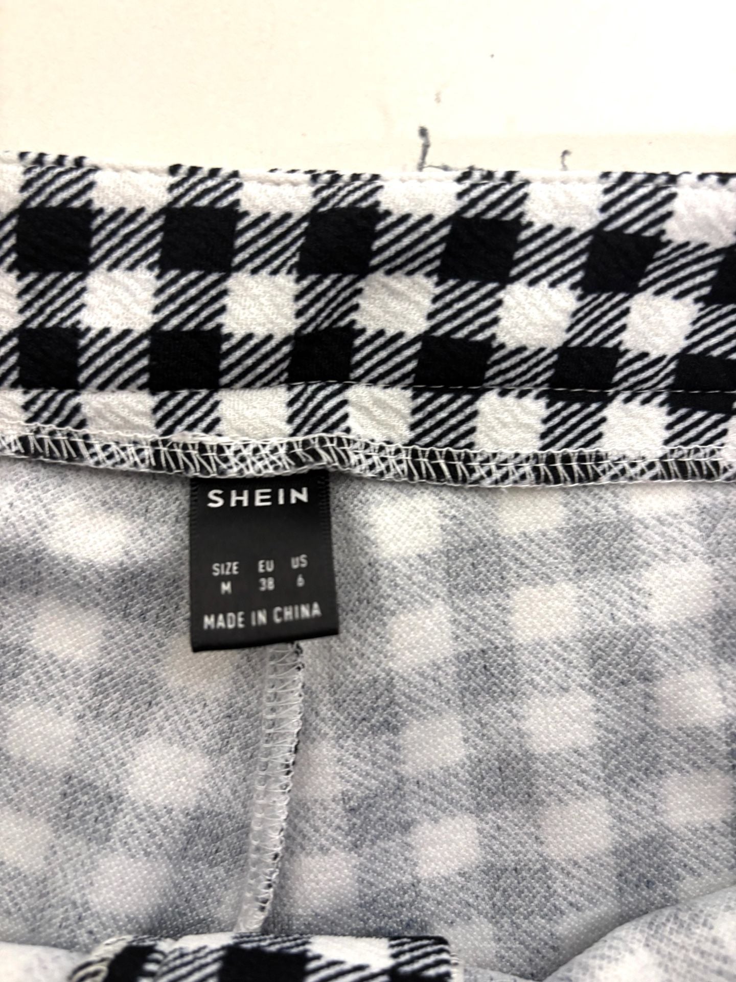 SHEIN Gingham Pants Size M Black White Checkered 3