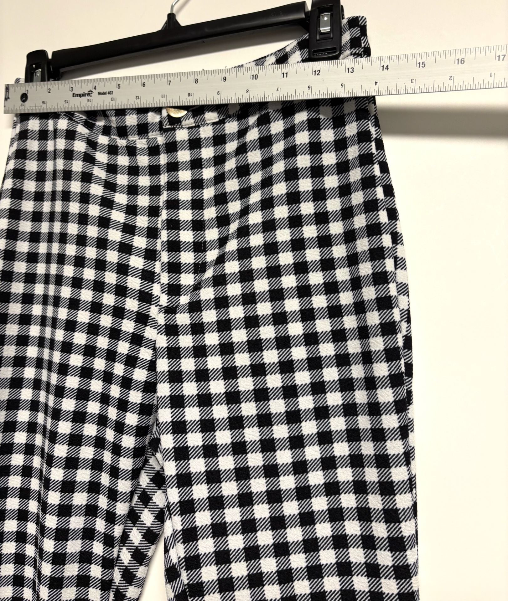 SHEIN Gingham Pants Size M Black White Checkered 5
