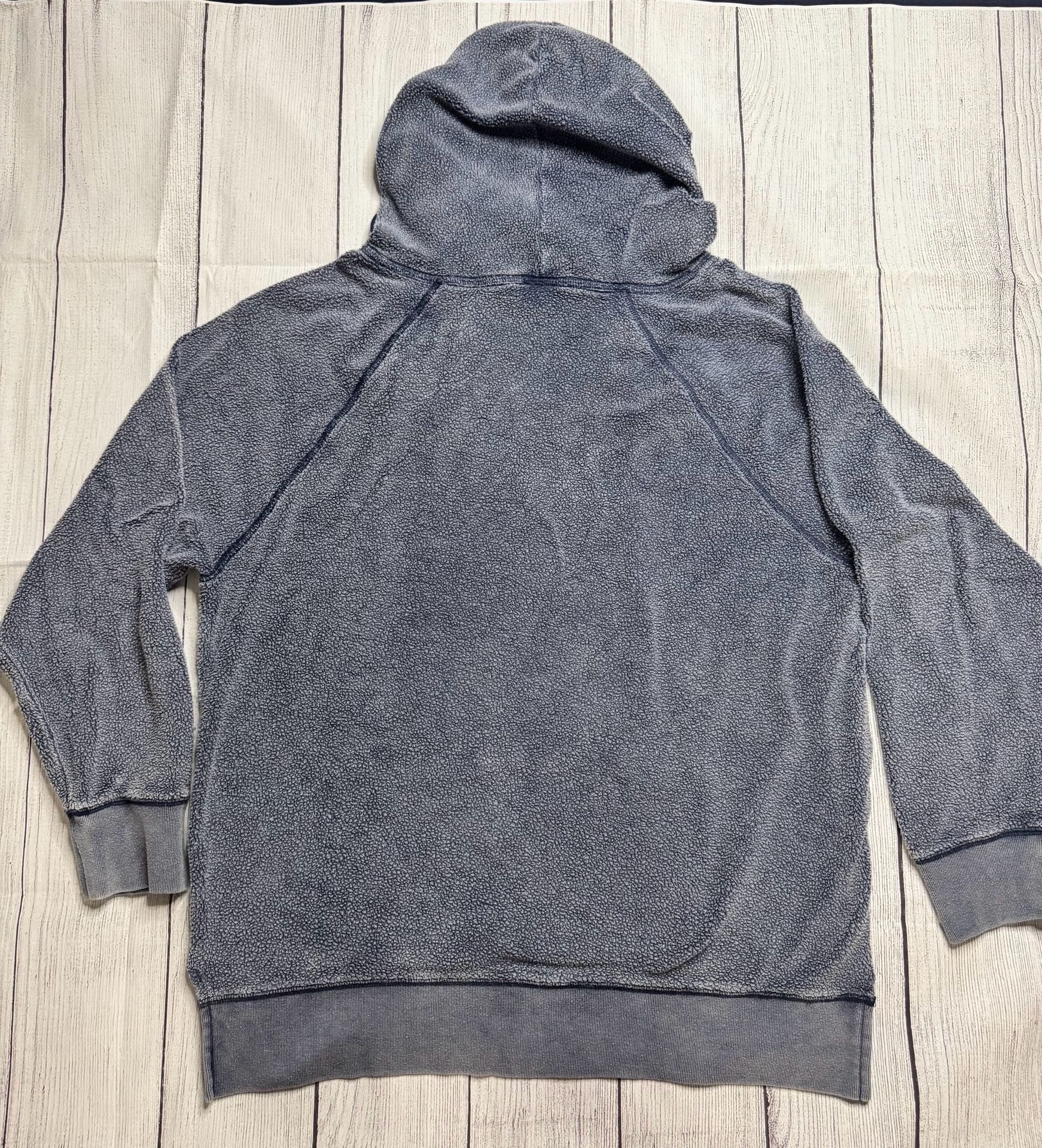 Victoria’s Secret PINK Sherpa Fleece Hoodie Small Washed Blue Oversized Pullover 4