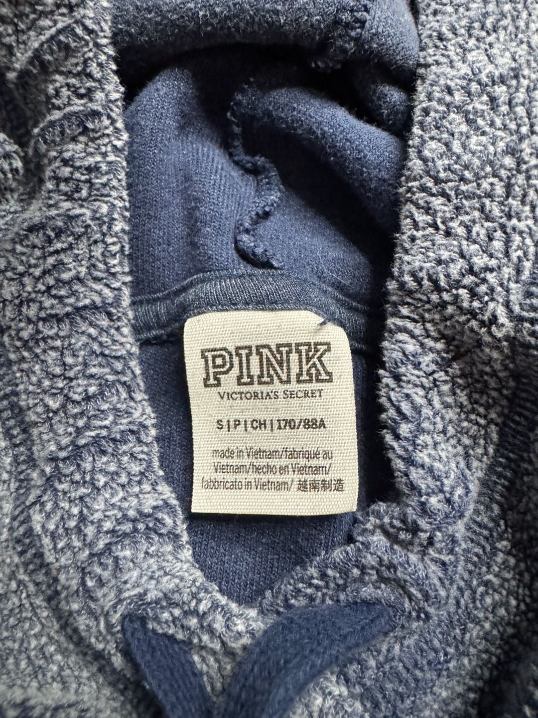 Victoria’s Secret PINK Sherpa Fleece Hoodie Small Washed Blue Oversized Pullover 5
