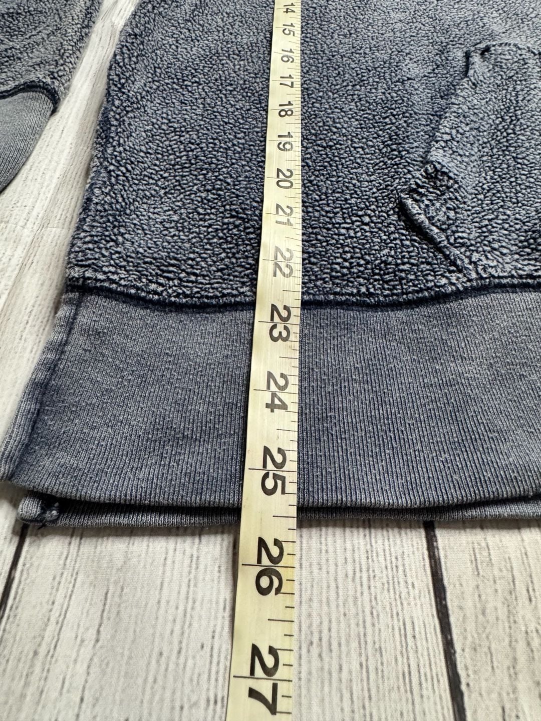 Victoria’s Secret PINK Sherpa Fleece Hoodie Small Washed Blue Oversized Pullover 8