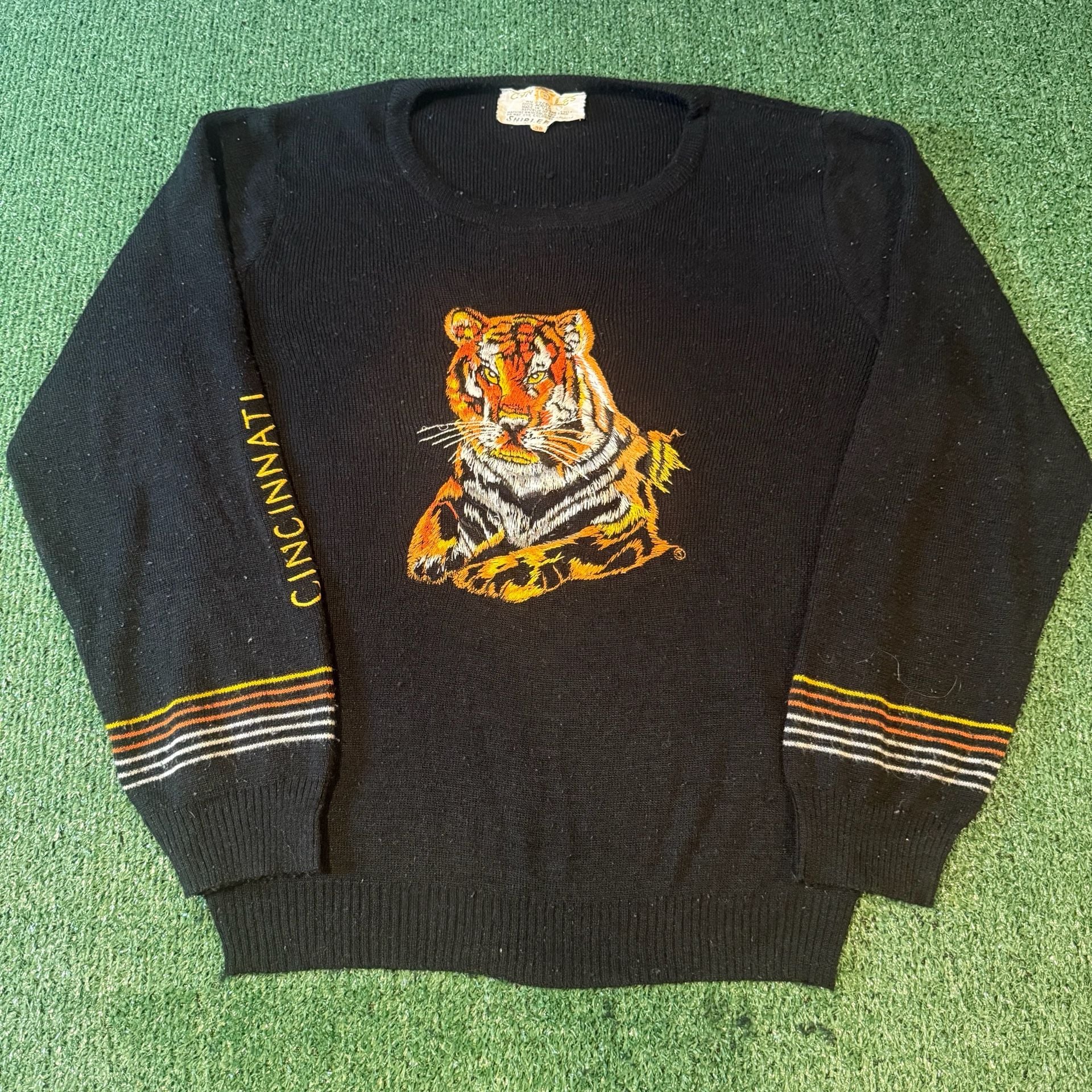 Cyn Les Cincinnati Tiger Sweater Size 38 Black Vintage Sweater 2