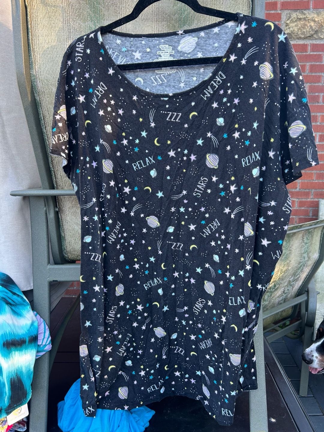 Secret Treasures Sleepwear T-Shirt Size 2X-3X Space Stars Print Black 2