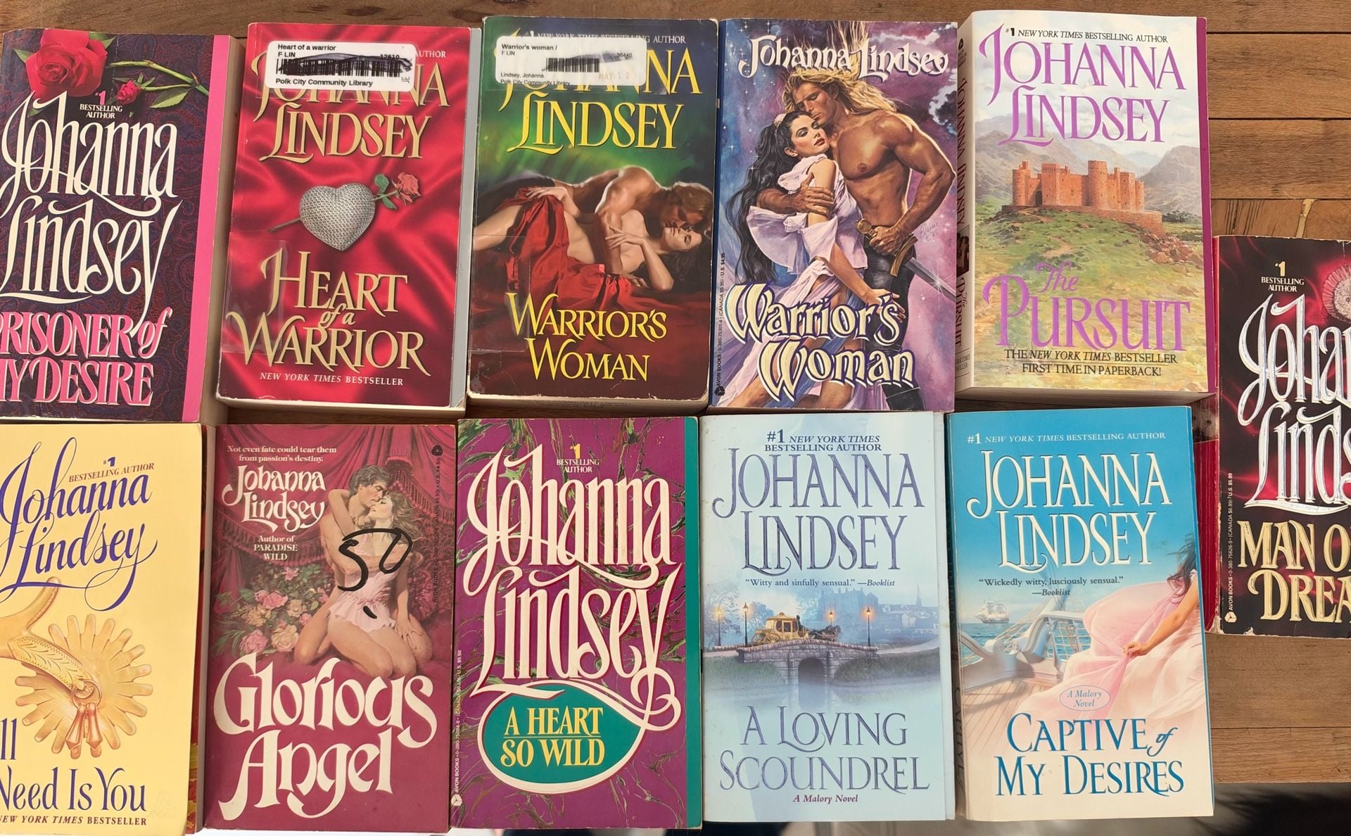 Lot of 9 Johanna Lindsey Romance Paperbacks 2