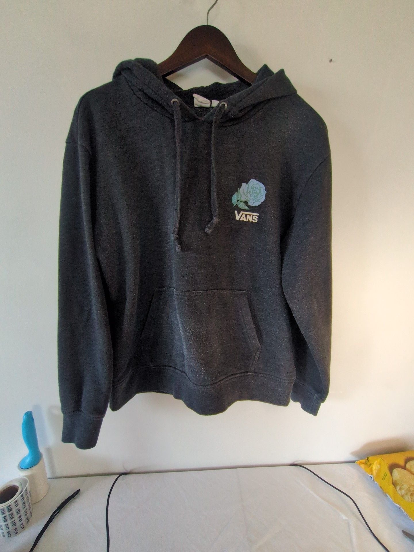 Vans Rose Graphic Hoodie Size M Dark Gray 2