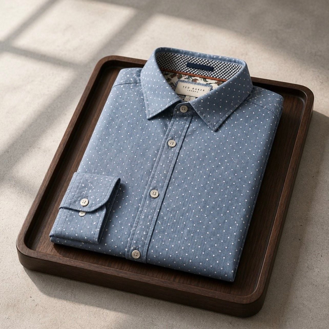 Denim & Flower Ricky Singh Long Sleeve Button-Up Shirt XL Blue Polka Dot 3