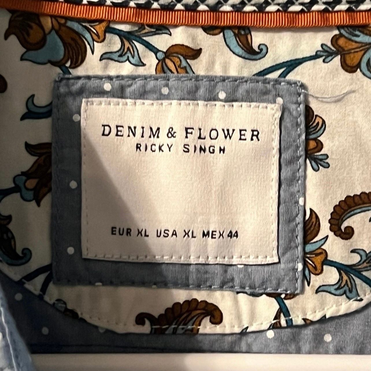 Denim & Flower Ricky Singh Long Sleeve Button-Up Shirt XL Blue Polka Dot 5