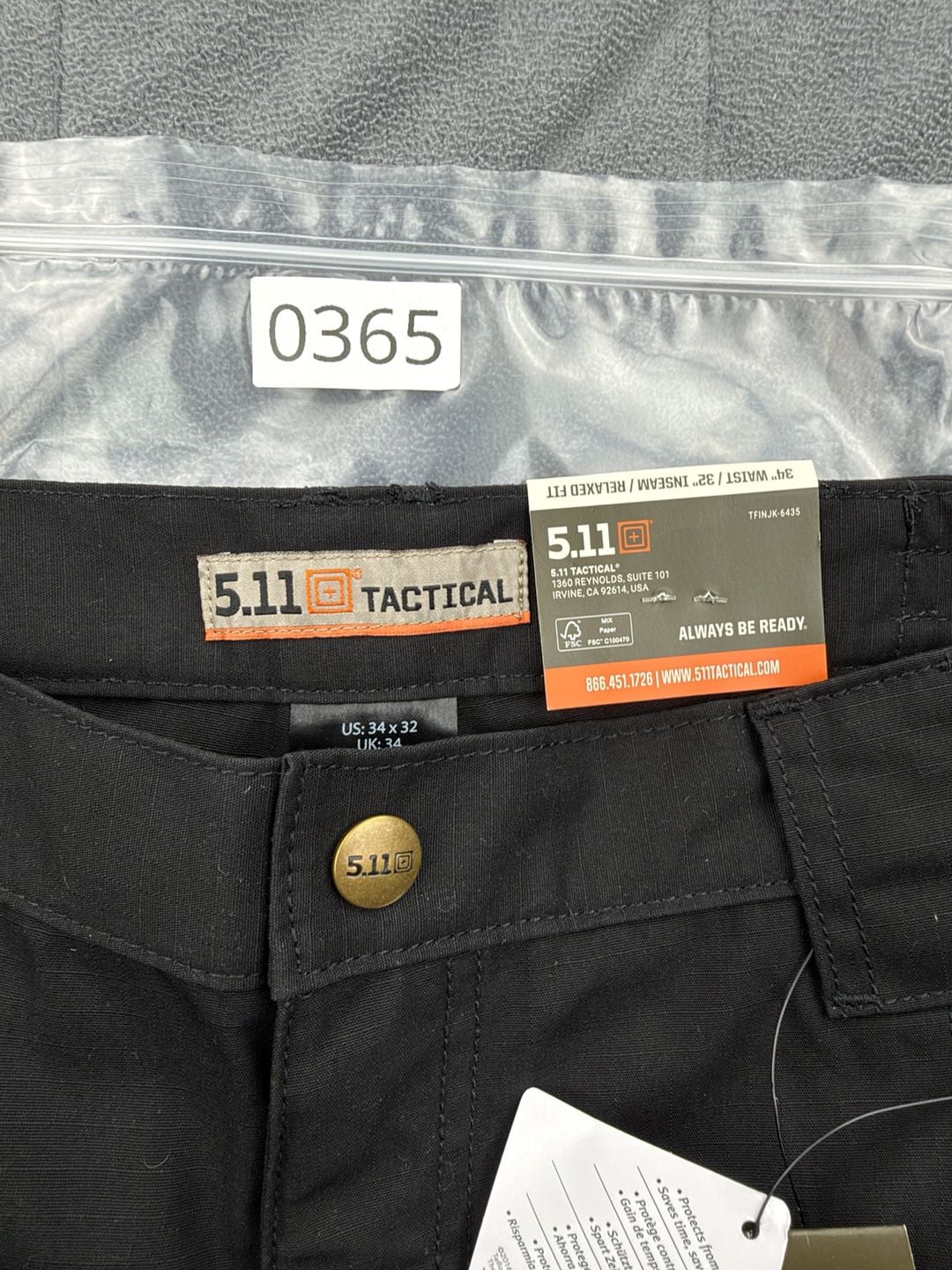 5.11 Tactical Taclite Pro Pant 34x32 Black Cargo Pants New With Tags 7