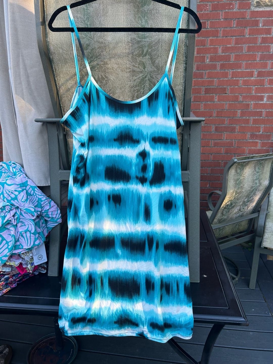 AQ-SPORT Dress Size 2X Blue Tie Dye Slip Sleeveless 2