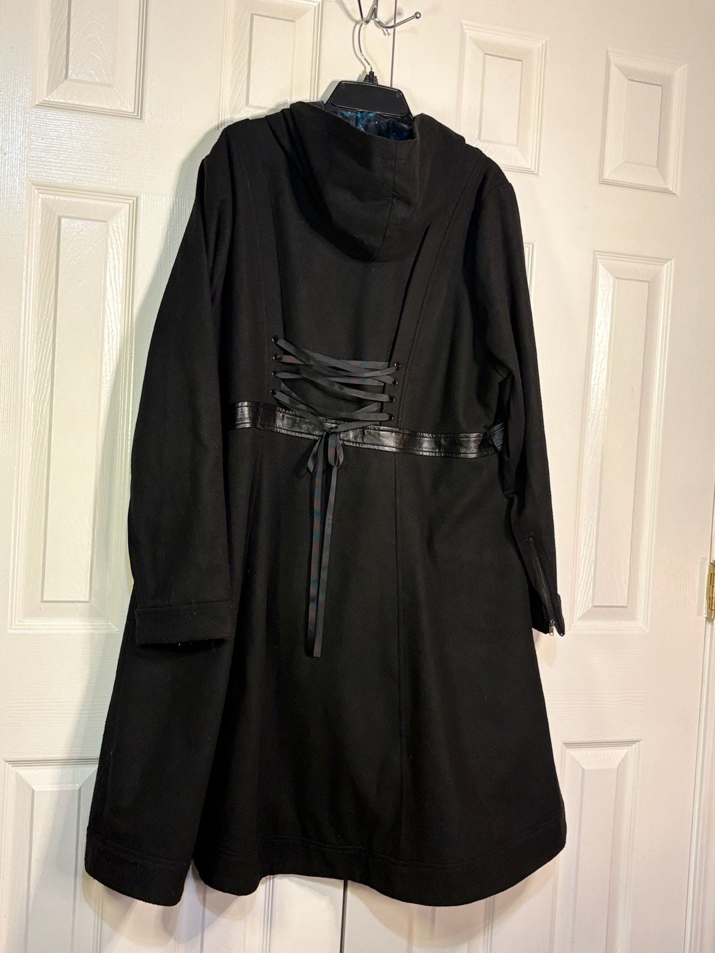 Her Universe Doctor Who Corset Back Coat Size 3 Black Wool Blend Hooded 5