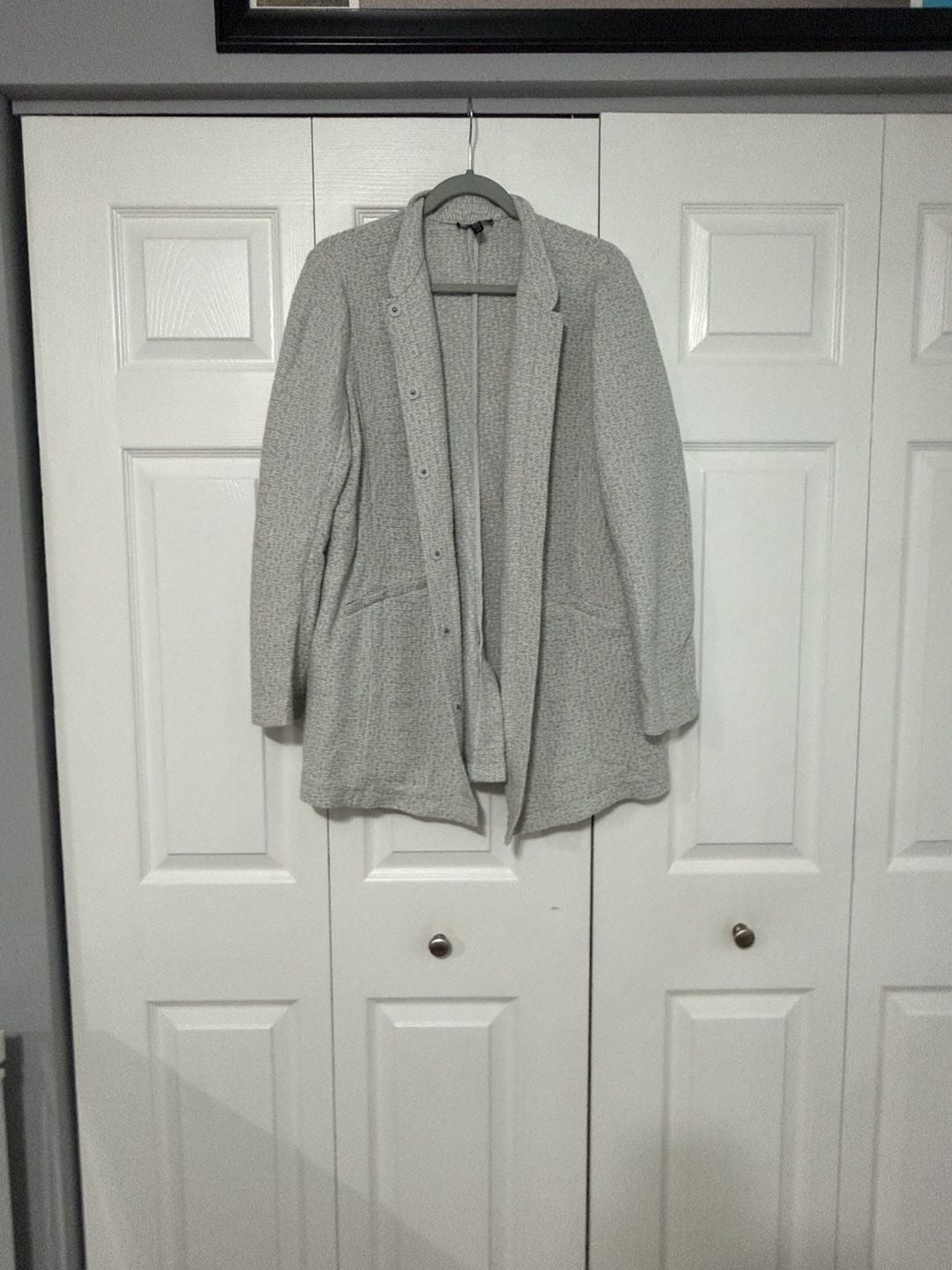 Eileen Fisher Jacket Size M Gray Textured Blazer Coat 2
