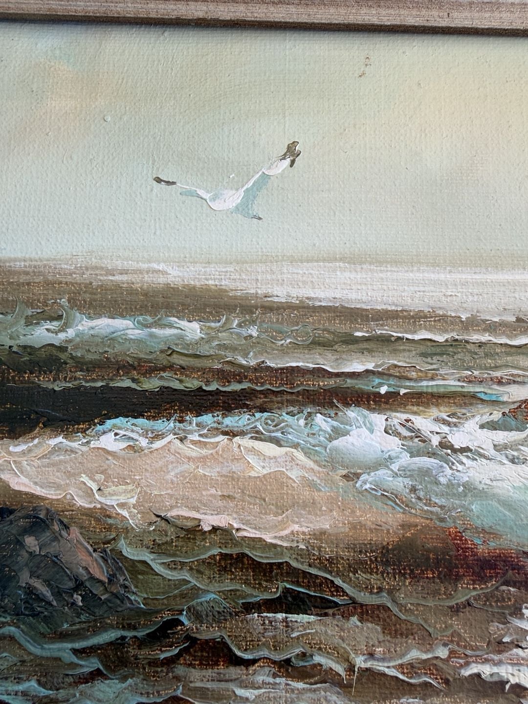 Karl Neumann Original Framed Seascape Oil Painting Ocean Waves Seagulls 4