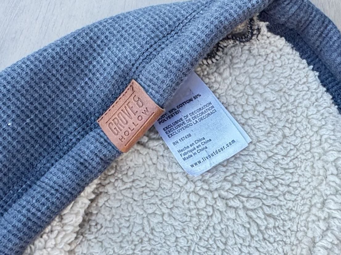 Grove & Hollow Sherpa Lined Thermal Henley Size XL Blue Long Sleeve 4