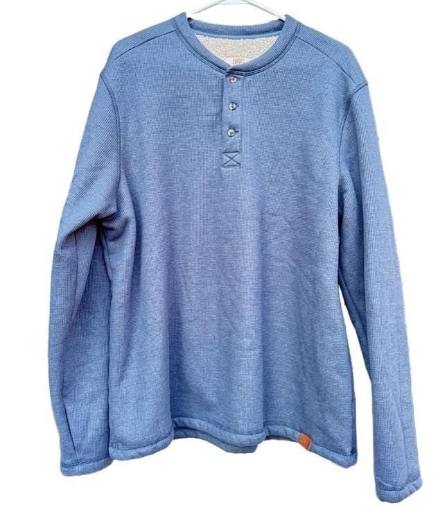 Grove & Hollow Sherpa Lined Thermal Henley Size XL Blue Long Sleeve 2