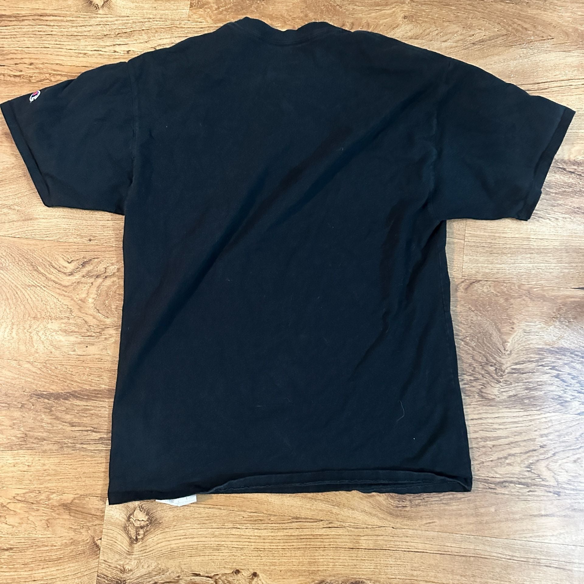 Champion Script Logo T-Shirt Size L Black Cotton Graphic 6